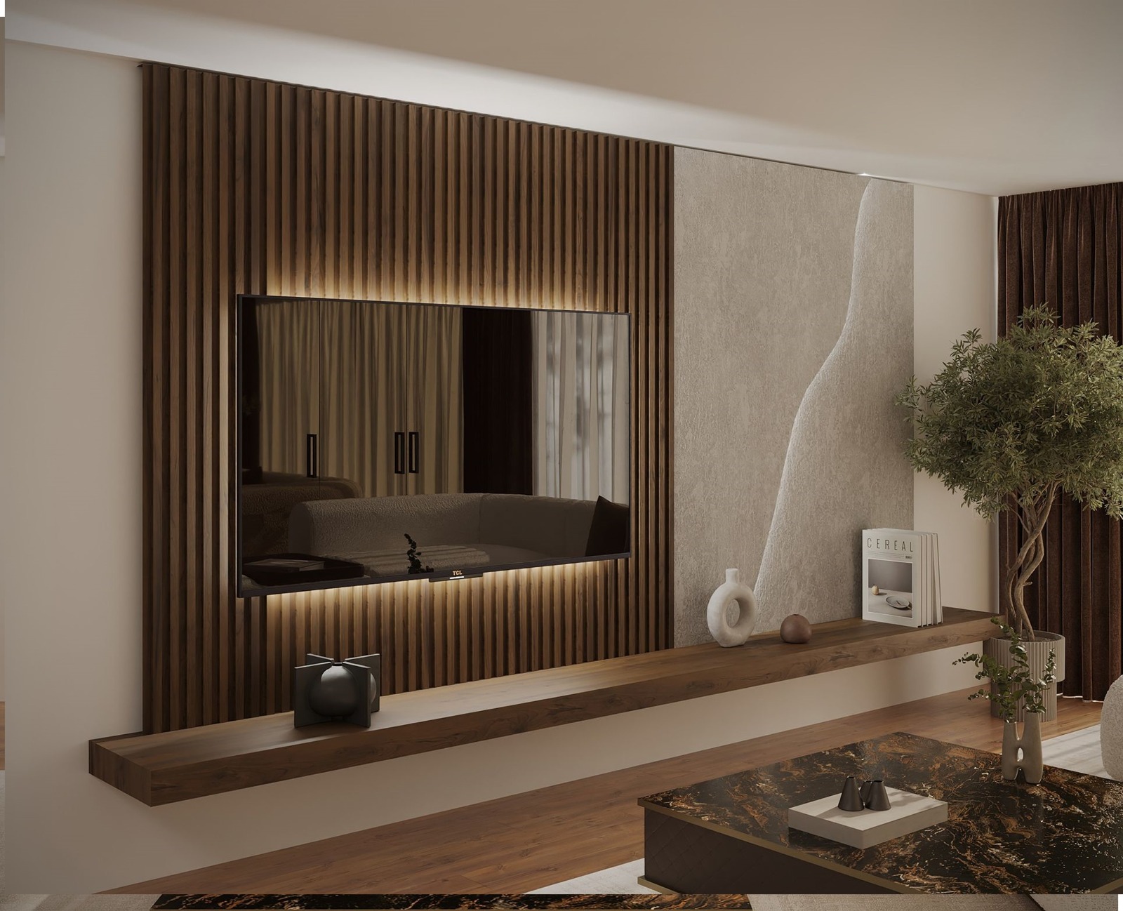 Muebles para tv Sonseca Mueble de televisión con listones de madera